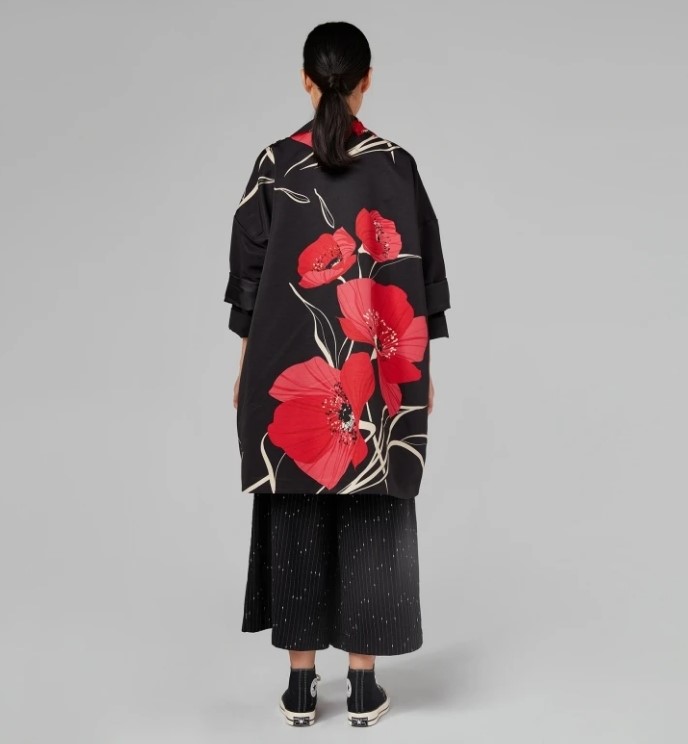 LES JOLIES NANAS Giacca kimono con papaveri