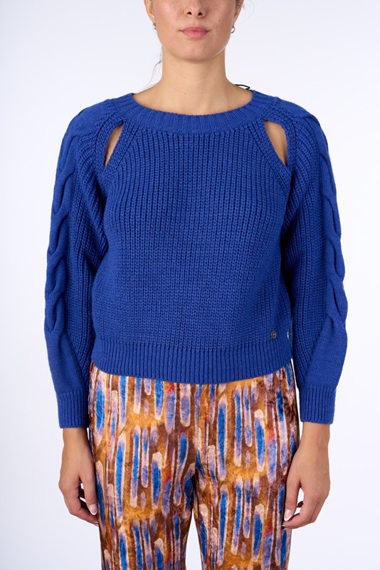 NUALY Maglia trecce cut-out