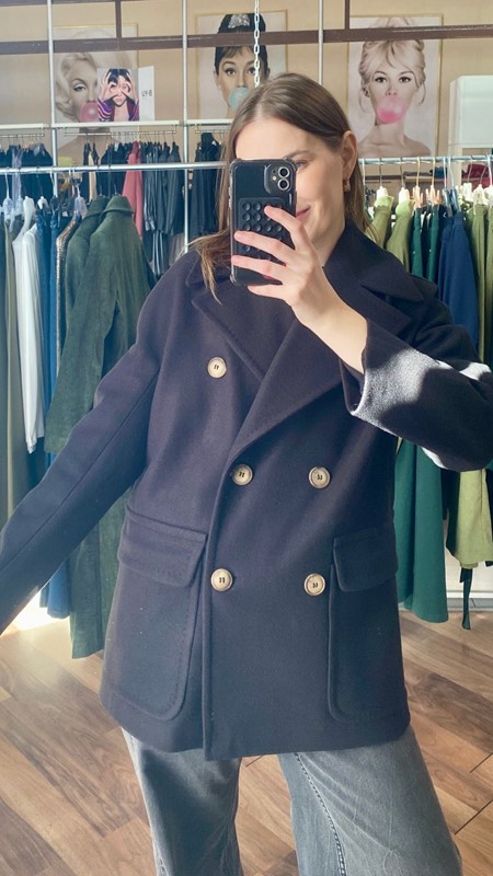 RELISH Cappotto carlotte manica lunga raglan doppio petto