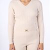 NUALY Maglia trecce crop scollo v