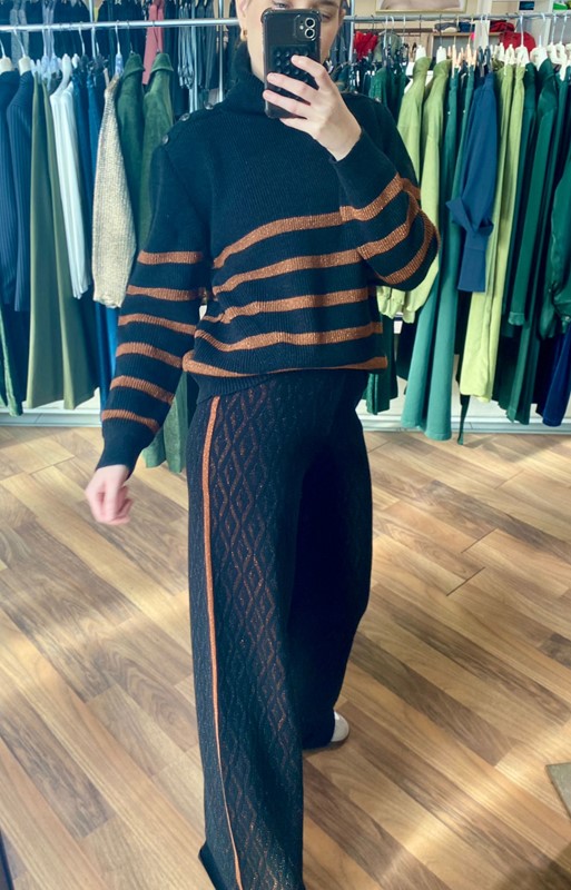 AGGÉL Pantalone in viscosa e lurex jacquard