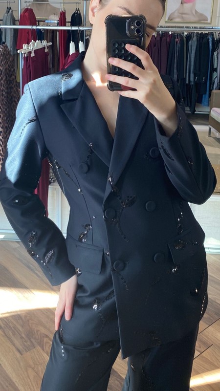 SOUVENIR Blazer doppiopetto ricami con micro paillettes sartoriale
