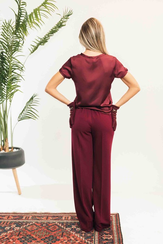 SPAGO DONNA Pantalone a palazzo con elastico dietro
