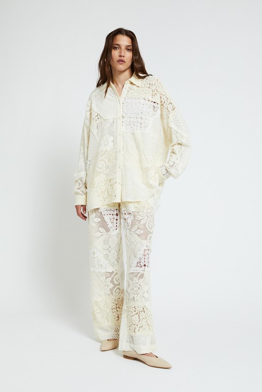 OTTOD'AME Pantalone a palazzo in pizzo