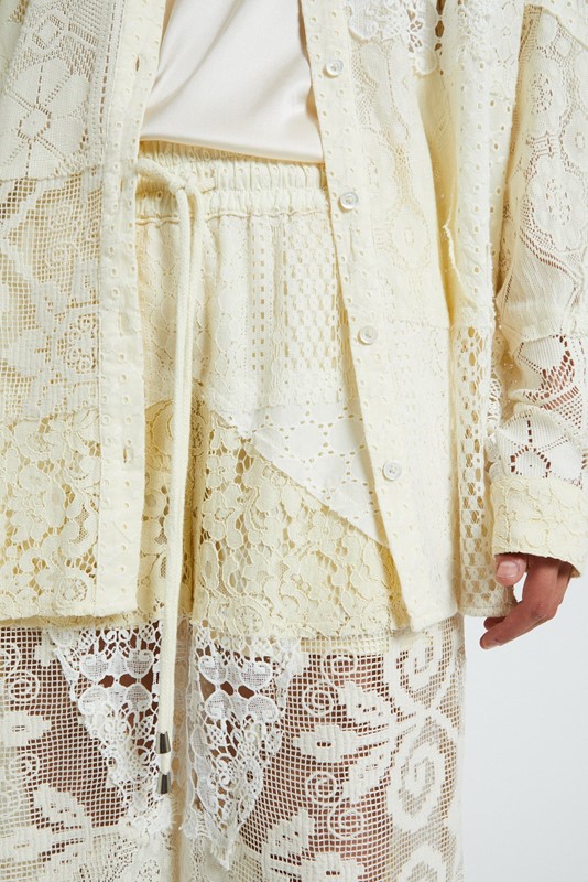 OTTOD'AME Pantalone a palazzo in pizzo