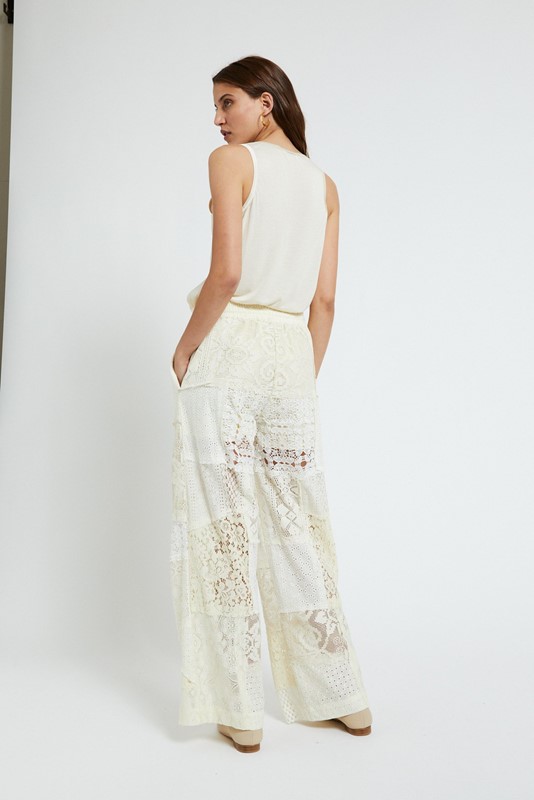 OTTOD'AME Pantalone a palazzo in pizzo