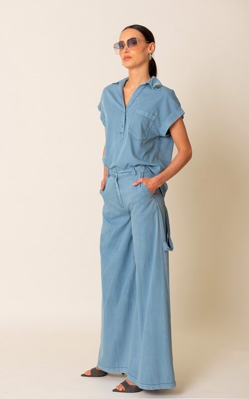 SISTE'S Camicia chambry con spilla