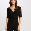 MORGAN Blusa a v in pizzo con maniche a 3/4