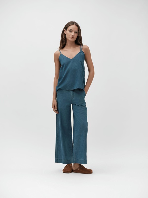 WHITE WISE Pantalone ampio in chambray