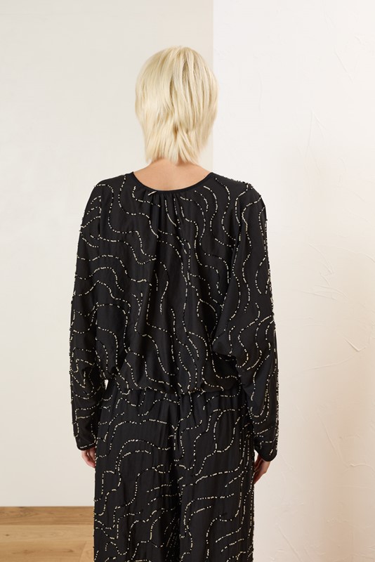 SOUVENIR Blusa in cotone con ricamo perline