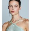 RELISH Abito lungo in paillettes con bretelle in tulle