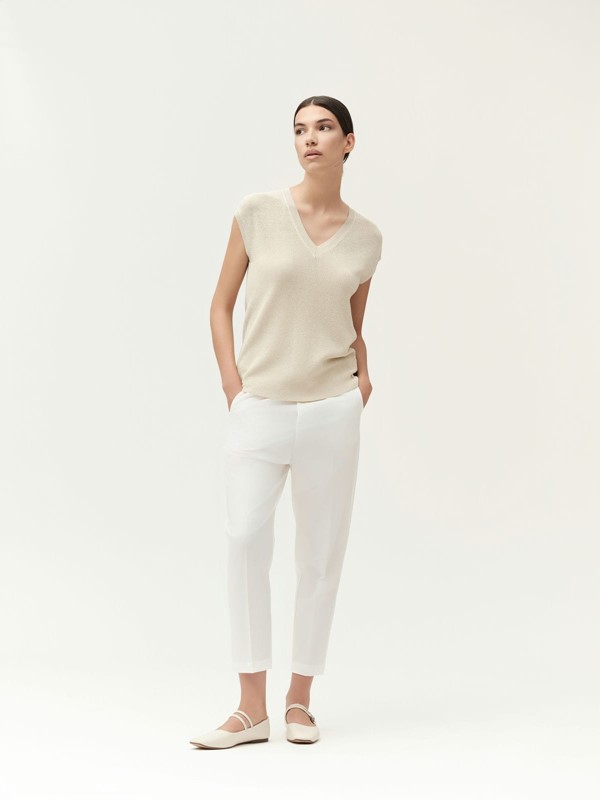 WHITE WISE Gilet scollo a v maglia inglese lurex