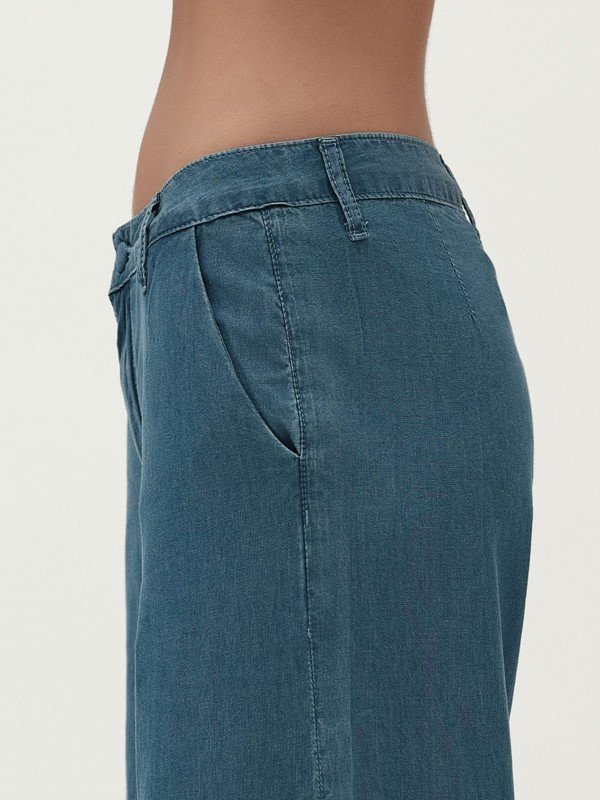 WHITE WISE Pantalone ampio in chambray