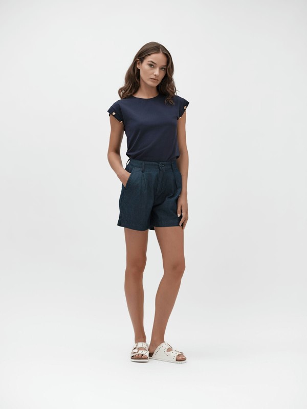 WHITE WISE Bermuda con elastico dietro in chambray