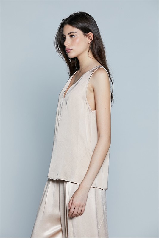 RELISH Blusa s/m doppio scollo v con fettuccia schiena