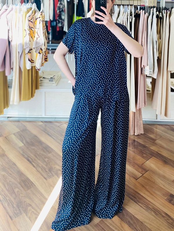 H2O Top girocollo m/l pois con spacco dietro