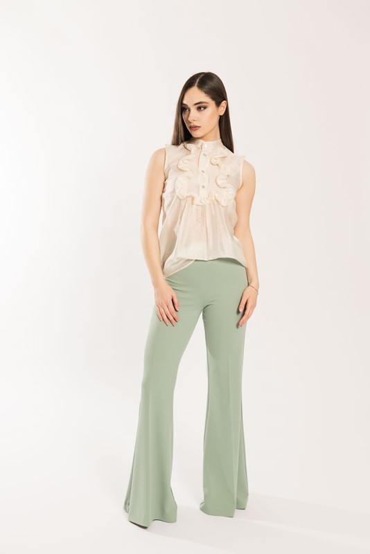 SPAGO DONNA Pantalone zip laterale a zampetta