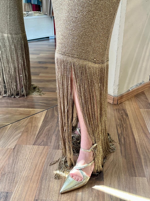 AGGÉL Abito lurex con frange