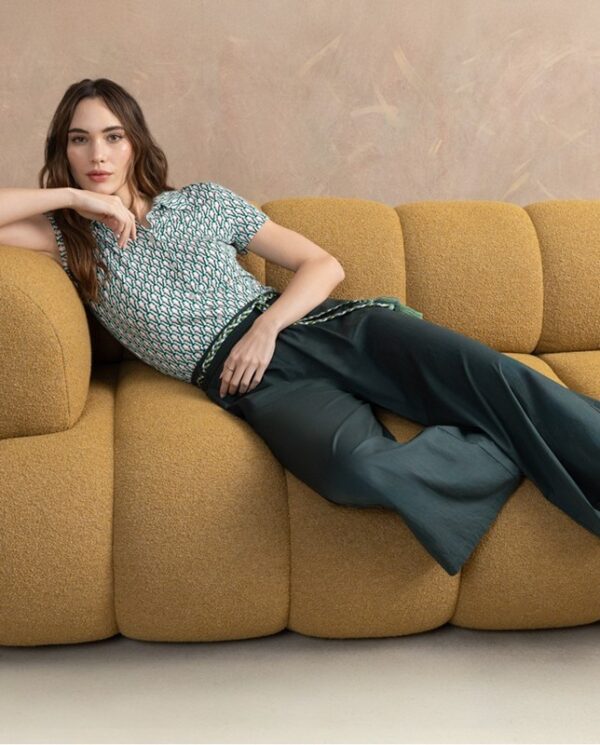SURKANA Pantalone dritto con cinta fantasia