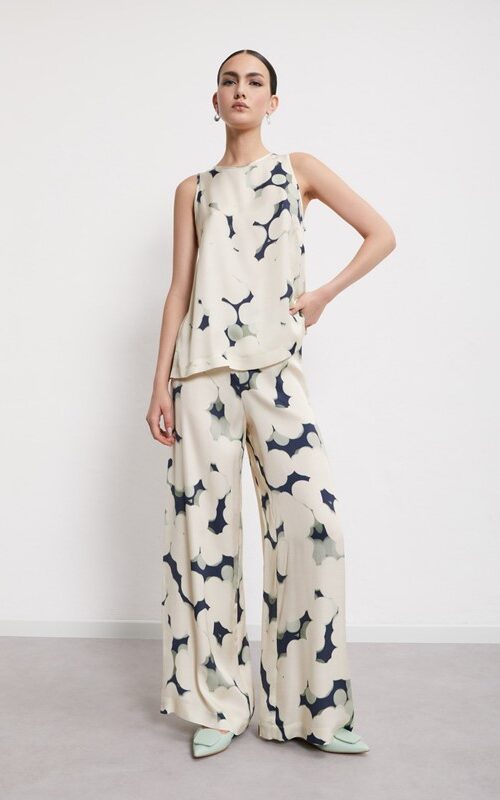 OTTOD'AME Pantalone palazzo in viscosa stampata