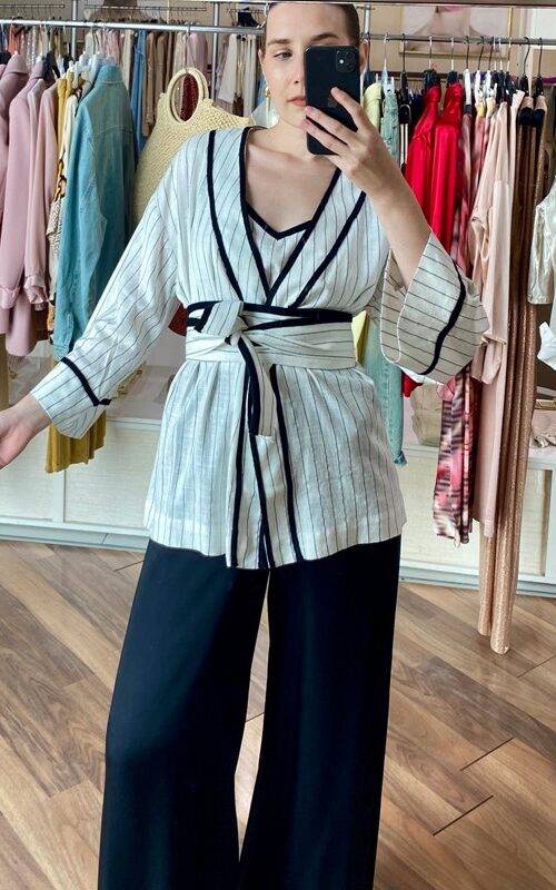 AGGÉL Giacca kimono con cintura