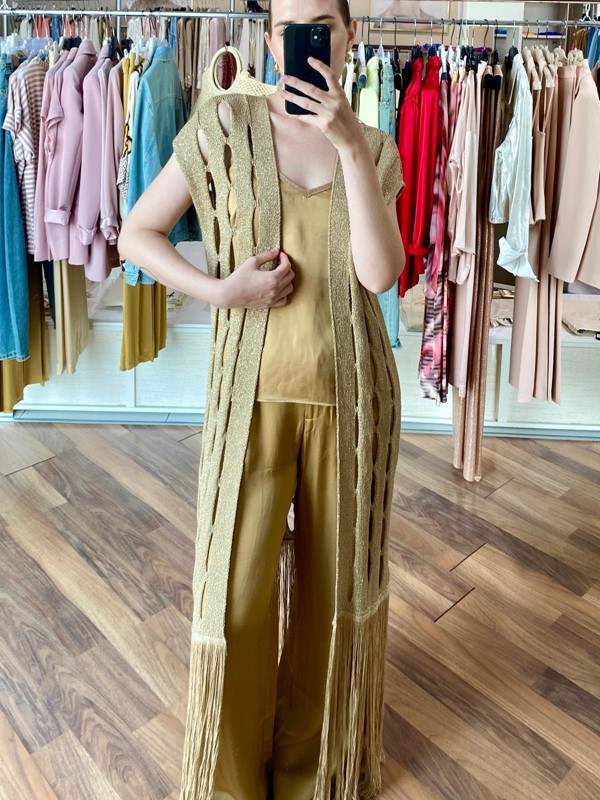 AGGÉL Pantalone wide leg liscio satinato