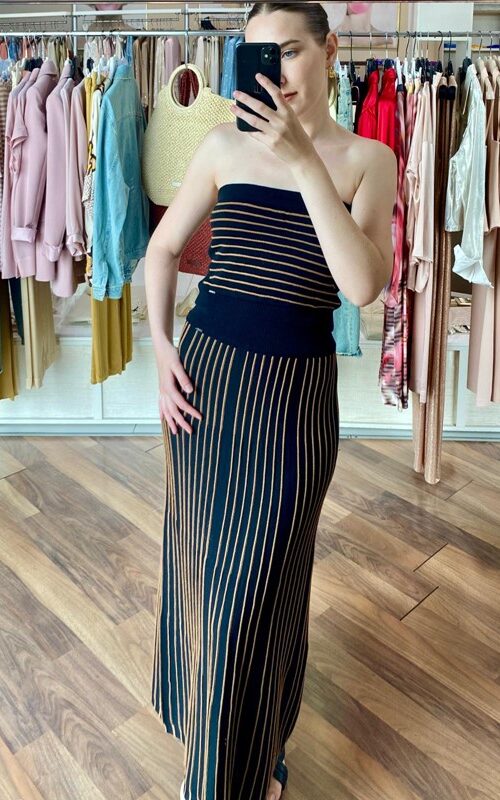 AGGÉL Gonna maxi a righe in lurex