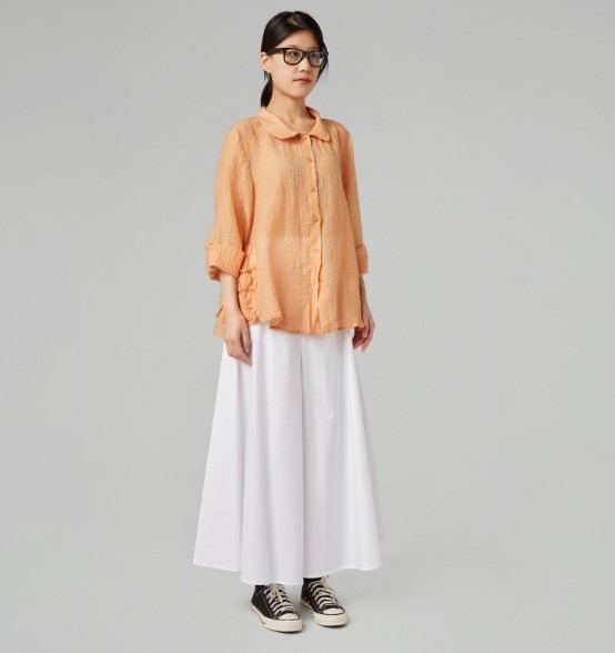 LES JOLIES NANAS Pantalone svasato in popeline di cotone