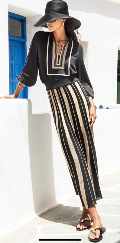 AGGÉL Gonna midi in lurex a righe