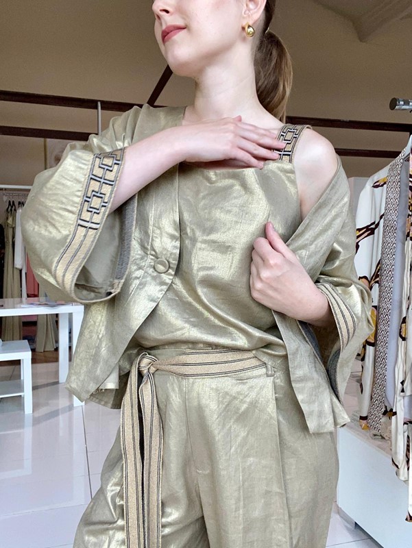 AGGÉL Canotta glitter con bretelle in maglia