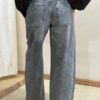 PHILIA LOFT Jeans gamba ampia con strass