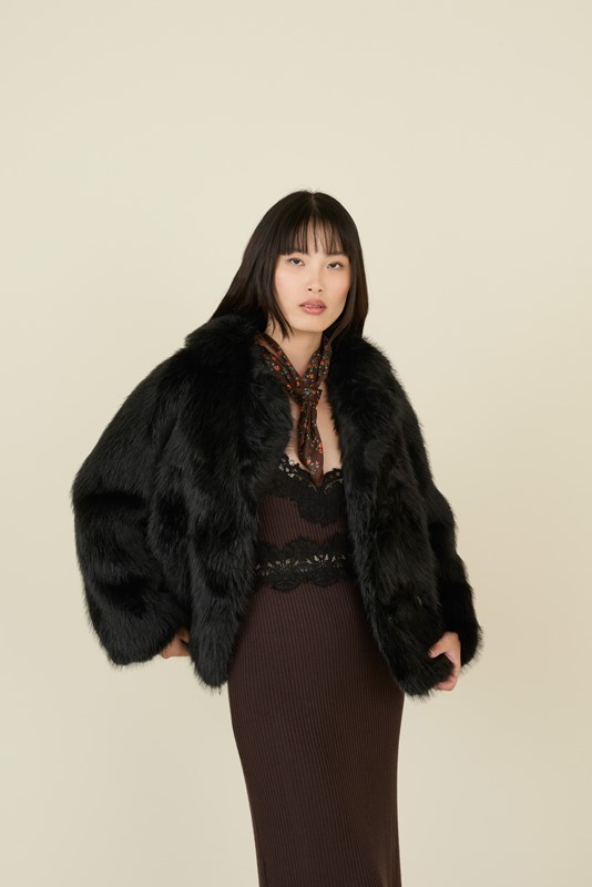 SOUVENIR Ecopelliccia doppiopetto + foulard