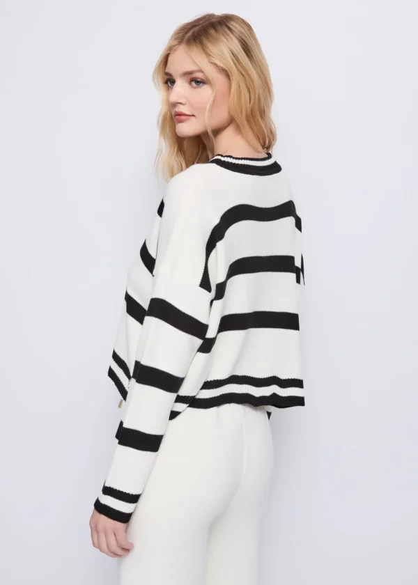 DENNY ROSE Maglia girocollo corta e ampia a righe