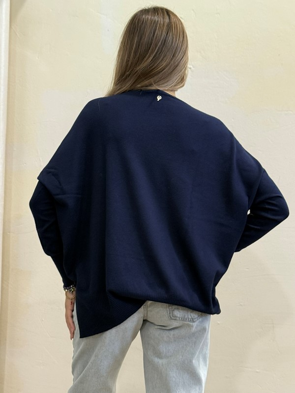 PHILIA LOFT Maglia scollo tondo over con spacchetti ai lati