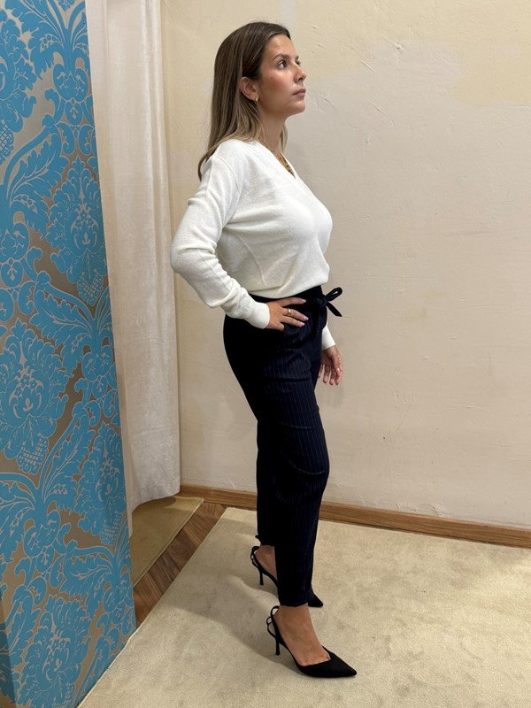 SOUVENIR Pantalone con elastico in vita gessato