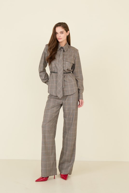 SOUVENIR Pantalone a quadri taglio jeans gamba dritta