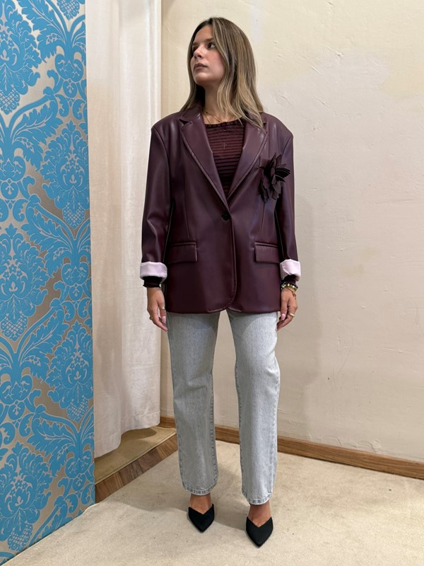 PHILIA LOFT Giacca ecopelle over con spilla