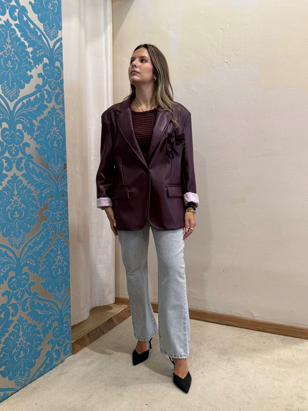 PHILIA LOFT Giacca ecopelle over con spilla