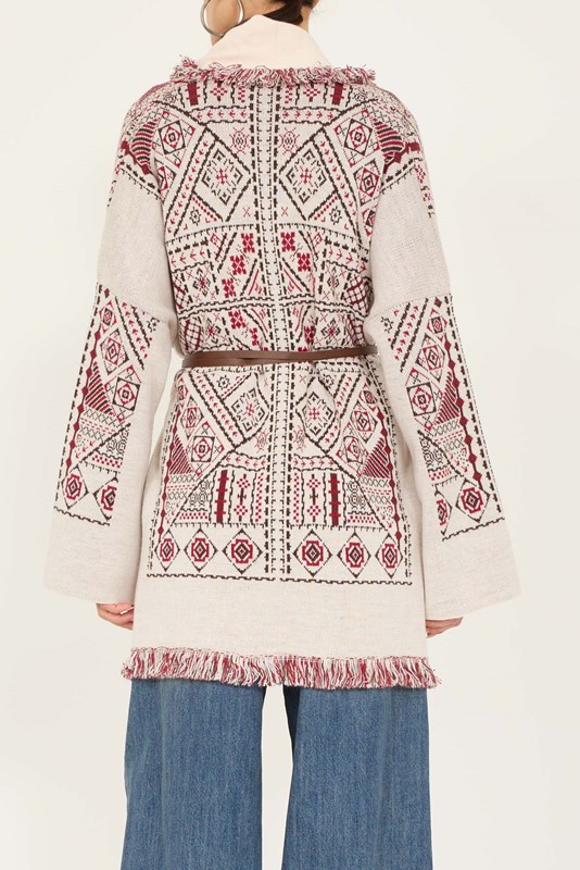 PHILIA LOFT Cardigan jacquard con cintura