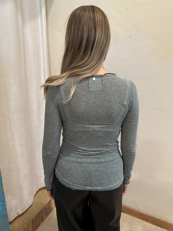 SOUVENIR Maglia a righine scollo barca misto cachemire