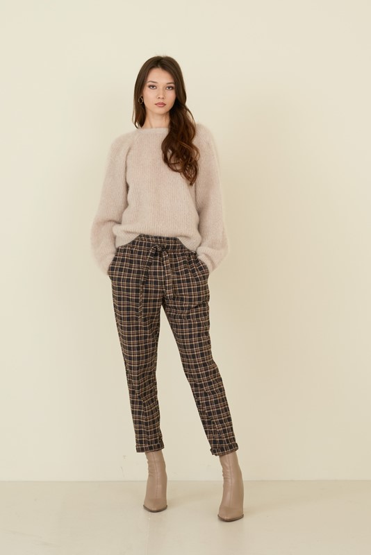 SOUVENIR Pantalone a quadri con elastico in vita