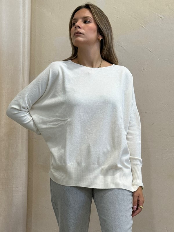 PHILIA LOFT Maglia scollo tondo over con spacchetti ai lati