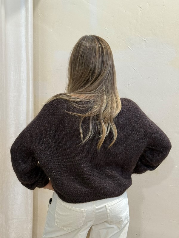 SOUVENIR Maglia girocollo corta con fili lurex