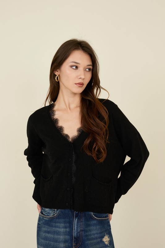 SOUVENIR Cardigan con inserto in pizzo