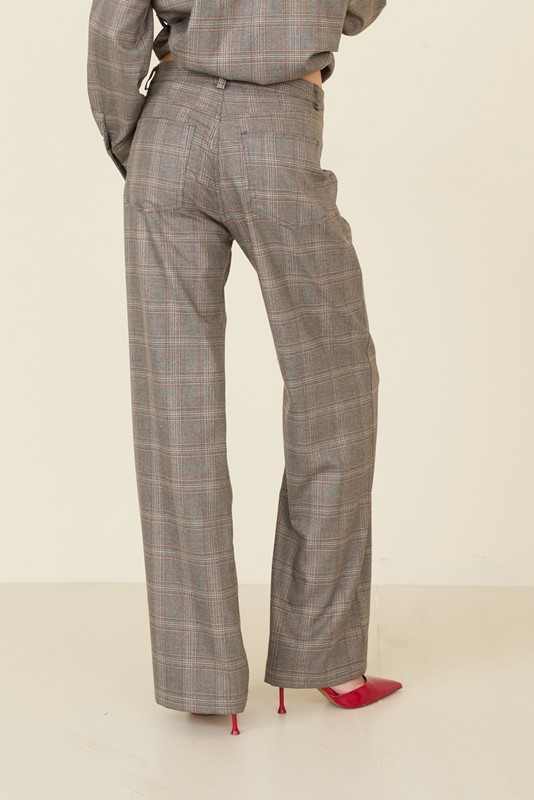 SOUVENIR Pantalone a quadri taglio jeans gamba dritta