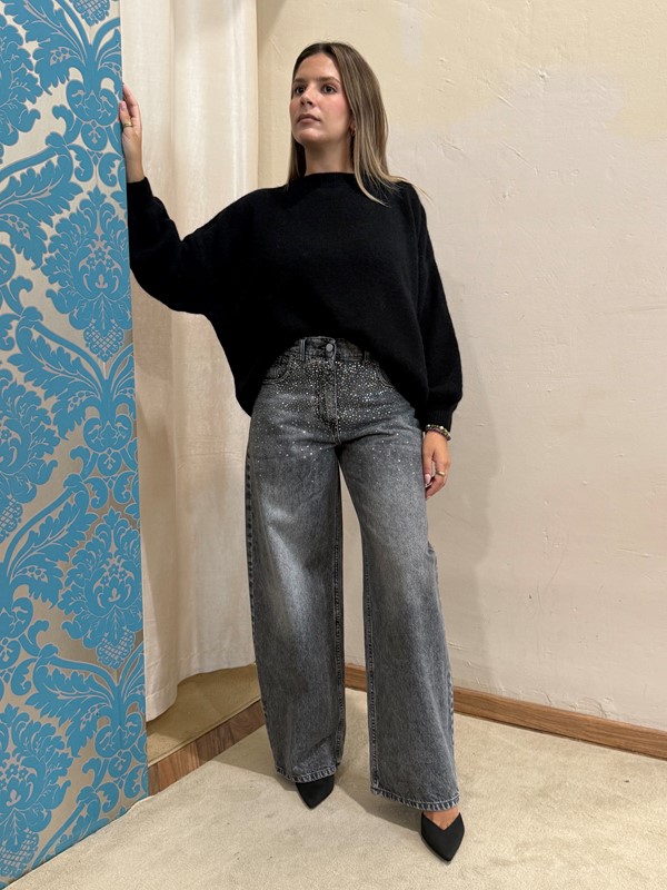 jeans PHILIA LOFT gamba ampia con strass