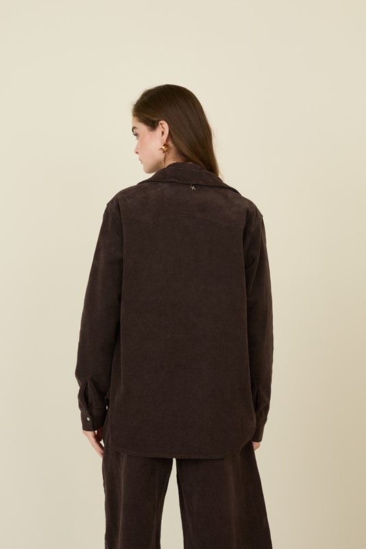 SOUVENIR Camicia in velluto a coste elasticizzata