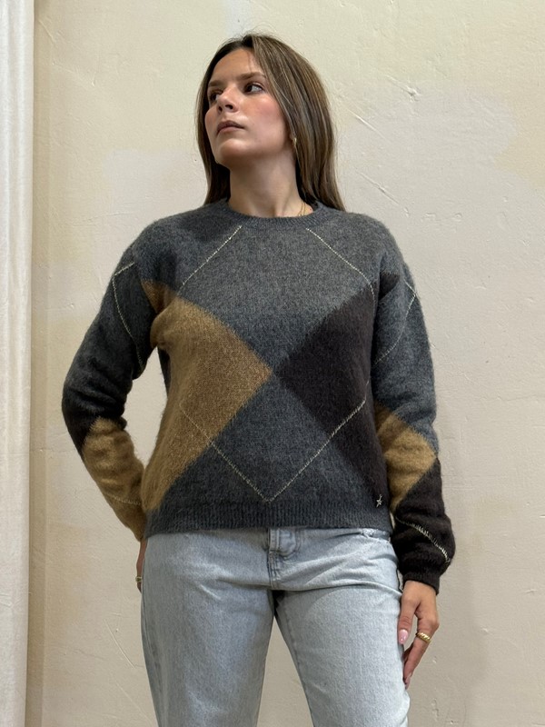 SOUVENIR Maglia girocollo a romby con dettagli lurex