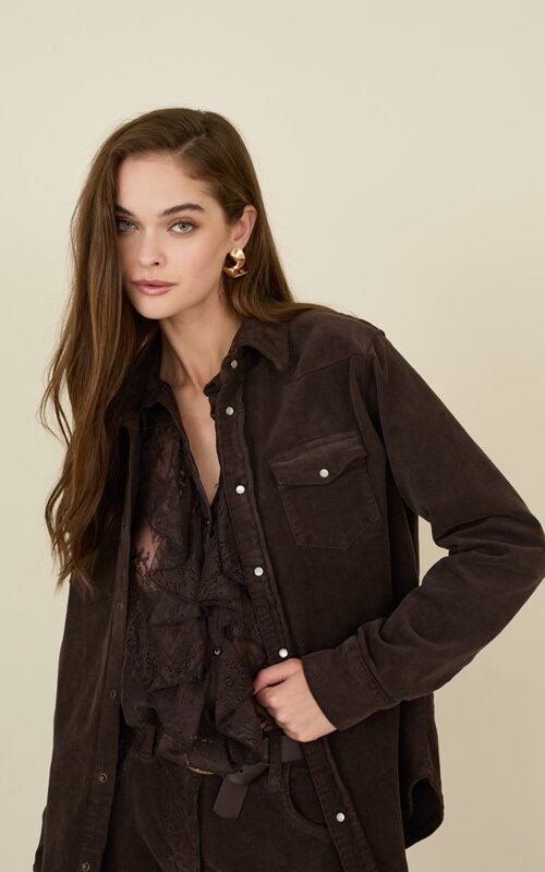 SOUVENIR Camicia in velluto a coste elasticizzata