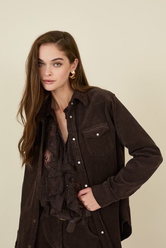 SOUVENIR Camicia in velluto a coste elasticizzata